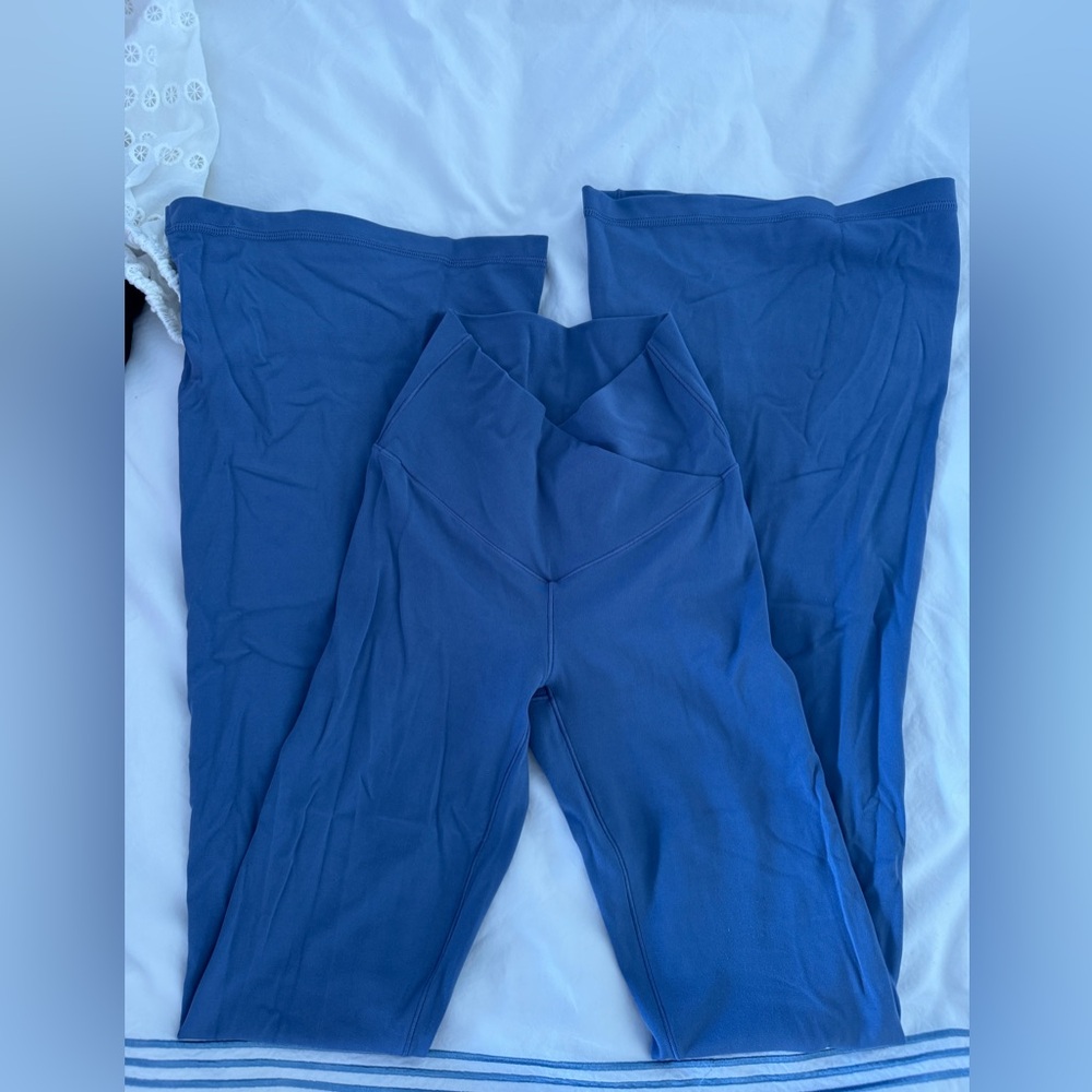 Aerie Cross Over Flare Leggings Light Blue